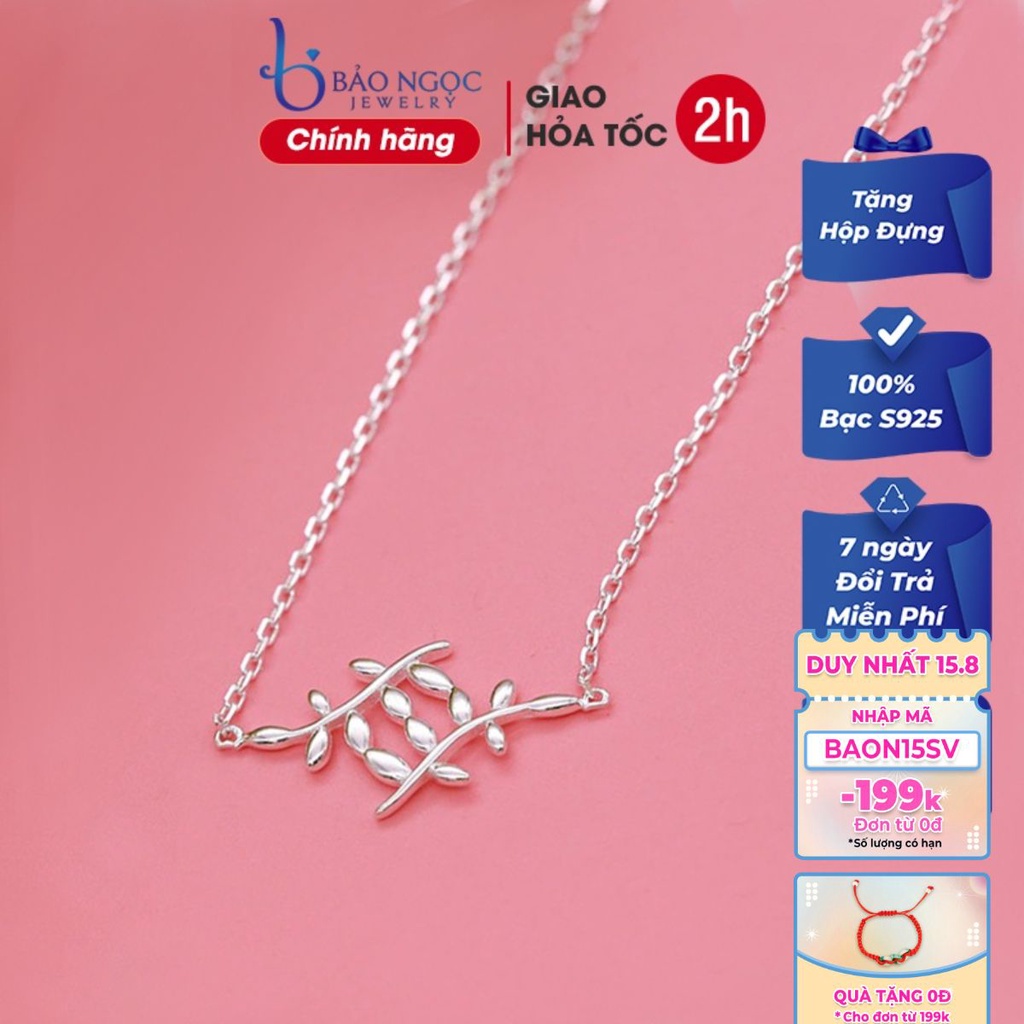 Dây Chuyền Bạc Ý S925 Hình Nhành Lá Olive Xinh Xắn DB-1567-Trang sức bạc Bảo Ngọc Jewelry