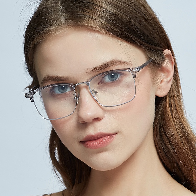 Kính mắt VIENDO gọng vuông kim loại tròng đổi màu chống ánh sáng xanh cao cấp thời trang unisex