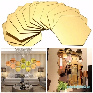 Bộ 12 Gương Lục Giác 3d Dán Tường