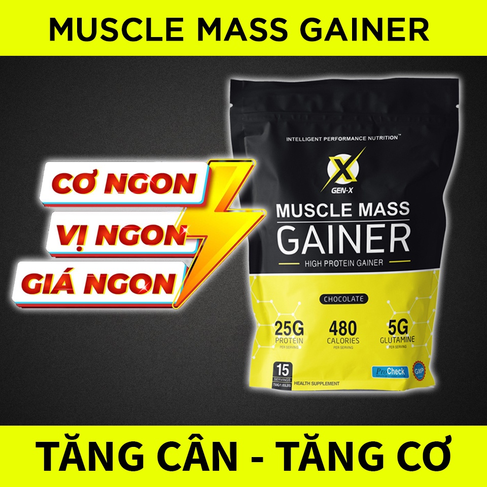 (COMBO 2 túi + Tặng bình lăc) Sữa Tăng Cân Tăng Cơ - Muscle Mass Gainer Gen-X