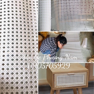 Lưới mây mắt cáo nhựa trang trí nội thất khổ 60 mầu trắng combo 5 mé