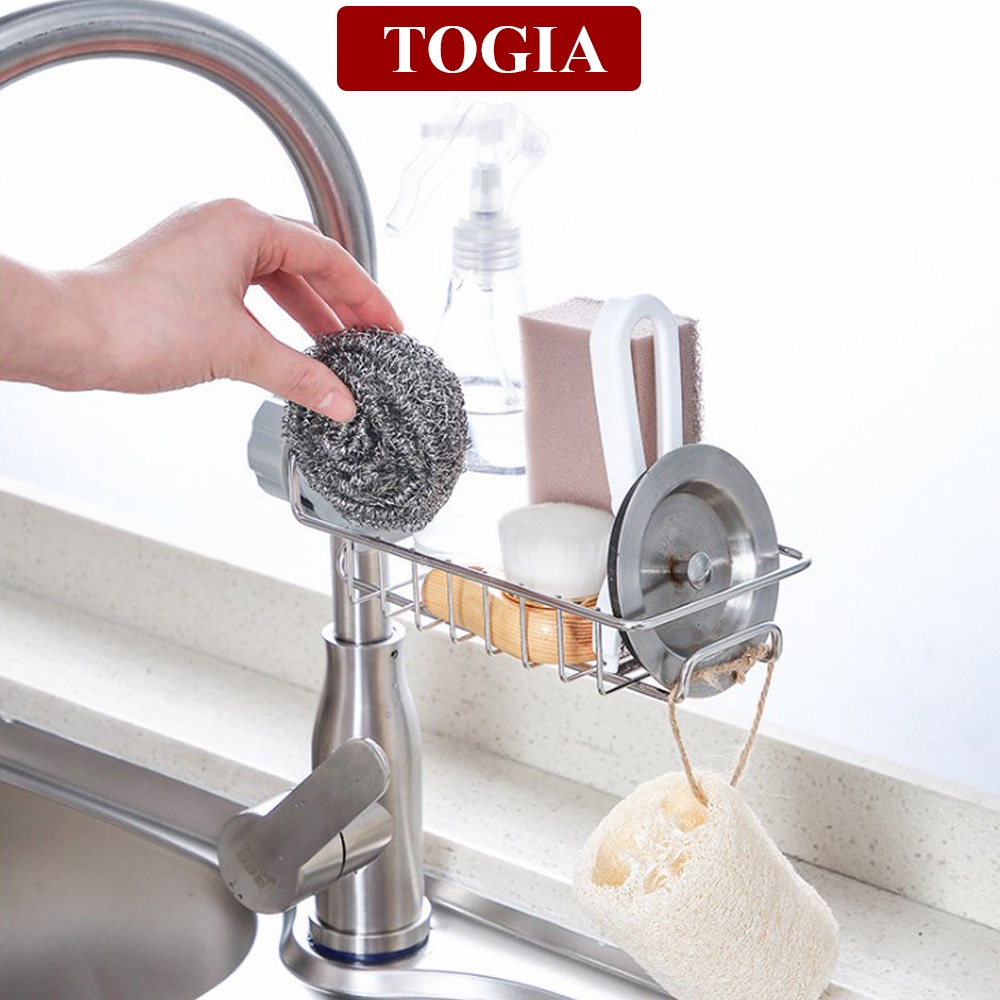 Giá Treo Vòi Rửa Bát Inox Đựng Giẻ Rửa Chén Bát, Xà Bông Giúp Không Gian Thêm Gọn Gàng Ngăn Nắp 16 x 10cm