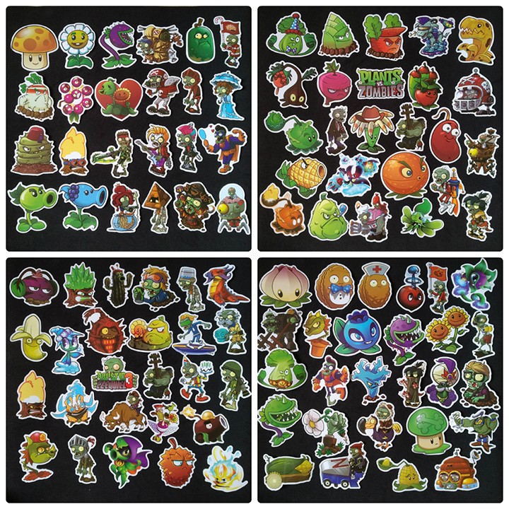 Bộ Sticker dán cao cấp chủ đề PLANTS VS ZOMBIES - Dùng dán Xe, dán mũ bảo hiểm, dán Laptop...