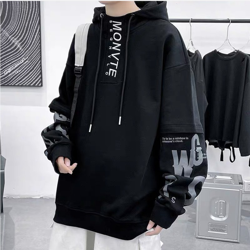 ÁO KHOÁC HOODIE THÊU HỌA TIÊT PHỐI HỌA TIÊT TAY ĐẲNG CẤP THU ĐÔNG THỜI TRANG HÀN