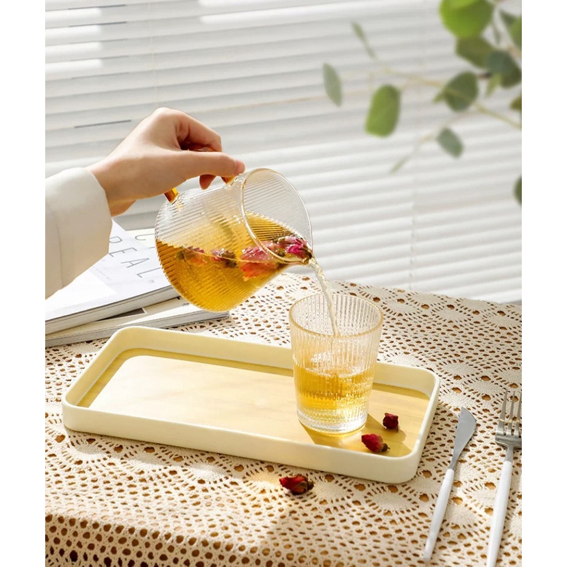 Khay để trà bánh họa tiết vân gỗ phong cách Nhật Bản siêu sang K064