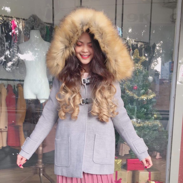 Áo dạ mũ lông xuất zara