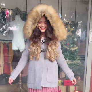 Áo dạ mũ lông xuất zara
