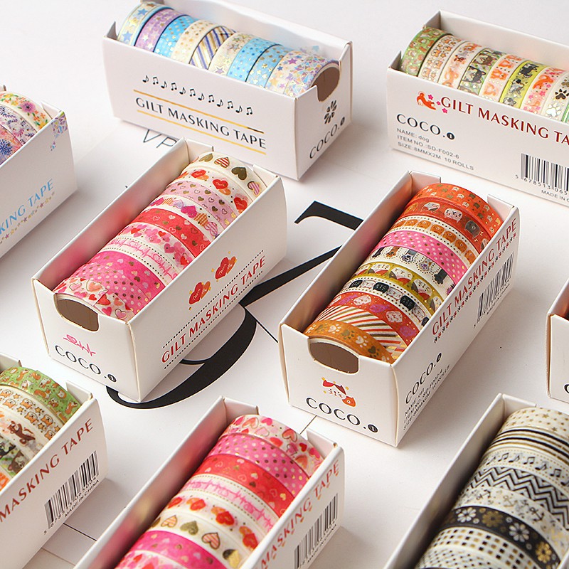 Washi Tape Ánh Kim Set 10 cuộn cực đẹp Be Tiny Be Tiny