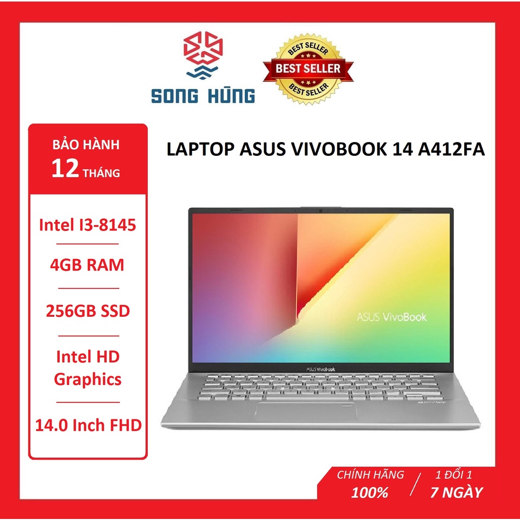 Laptop Asus Vivobook 14 A412FA i3-8145/ 4Gb Ram/ 256Gb SSD/ Intel HD Graphics/ 14.0 inch FHD/ win10