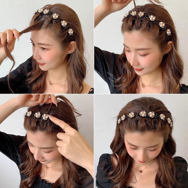 Bờm kẹp tóc Hàn Quốc bờm tóc đính đá dành cho nữ Shela.accessories