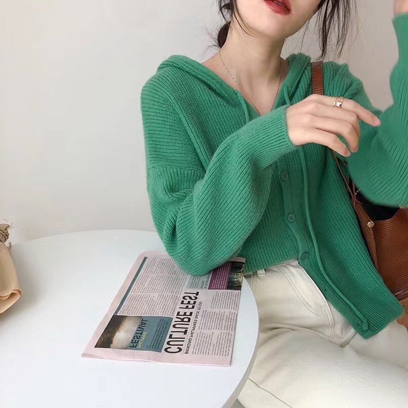 Áo Hoodie Dệt Kim Dáng Rộng Thời Trang Hàn Quốc Cho Nữ