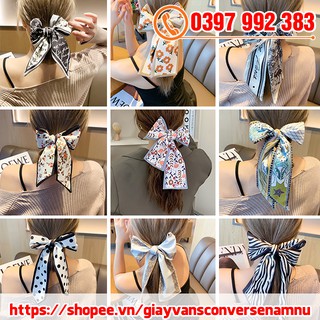 Khăn turban lụa cao cấp họa tiết sang trọng quàng cổ buộc tóc phong cách hàn quốc