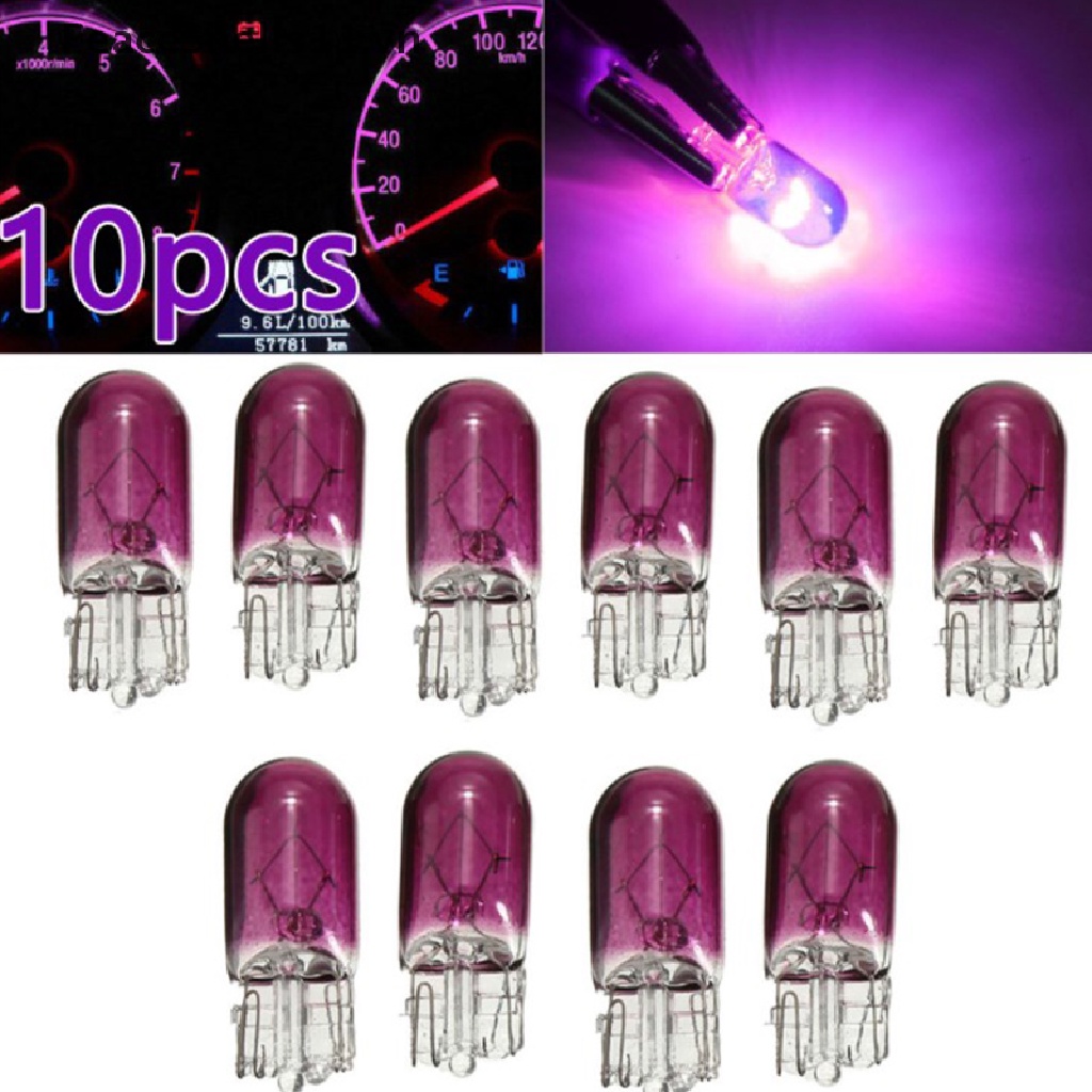 Set 10 Bóng Đèn T10 12V 5W Ánh Sáng Tím Gắn Bảng Điều Khiển Xe Hơi