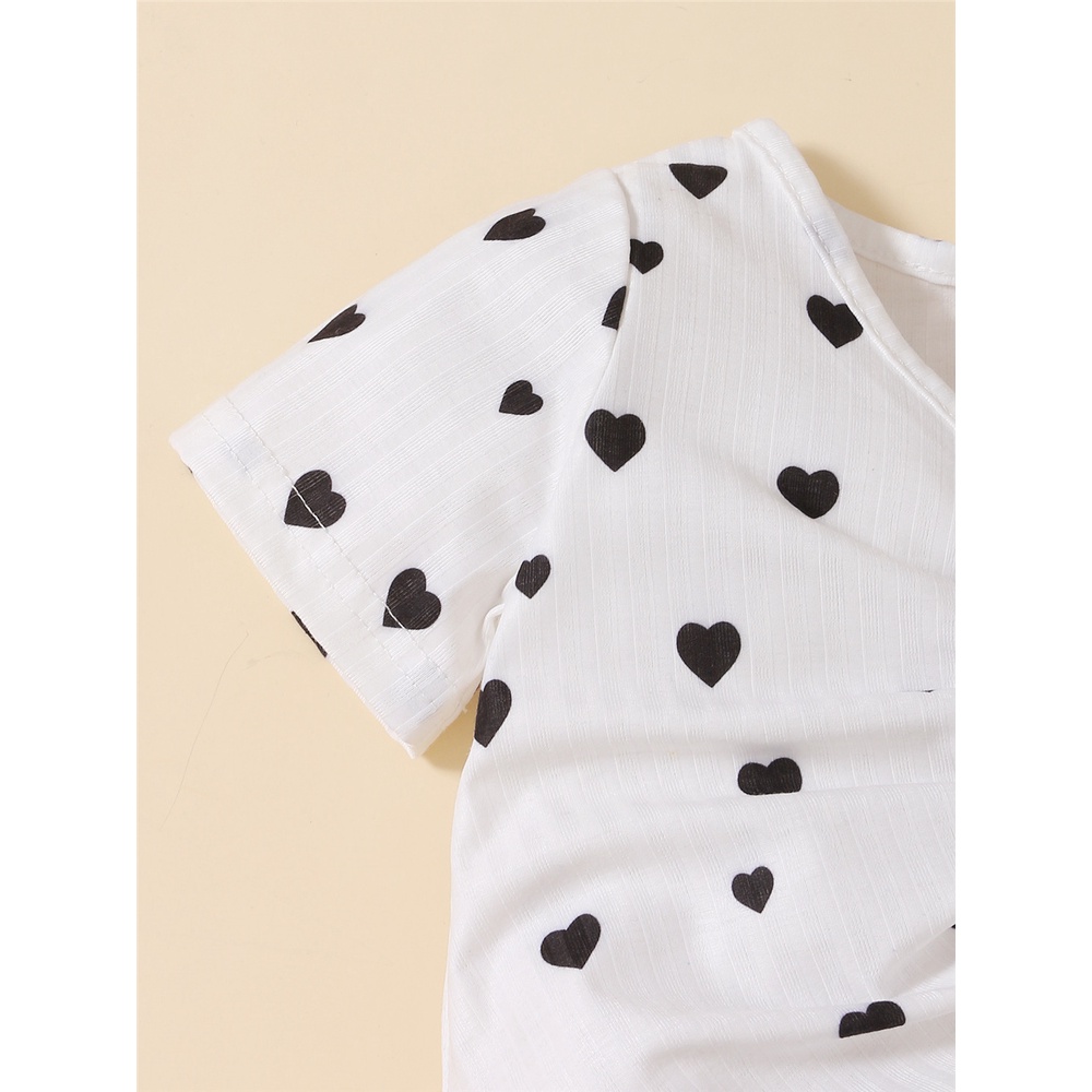 Set trang phục 2 món MIKRDOO gồm áo chấm bi và quần denim cùng băng đô cài đầu cho bé gái