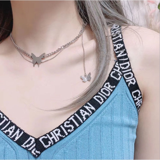 Dây chuyền nữ hợp kim nhiều tầng hoạ tiết bướm, vòng cổ nữ thời trang DCG1 Bảo Bảo Store