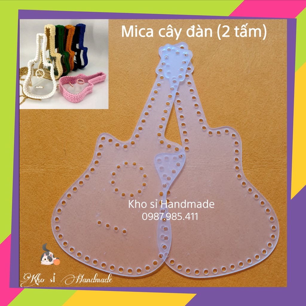 Mica hình cây đàn trong suốt ( 2 tấm)