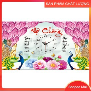 Tranh thêu chữ thập Đồng hồ Vợ chồng DV6113 kích thước 55*39cm [Hàng có sẵn]