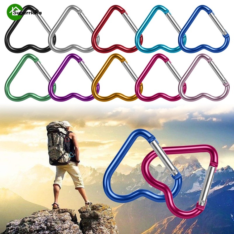 Móc Khóa Carabiner Hình Trái Tim Bằng Nhôm Màu Sắc Ngẫu Nhiên