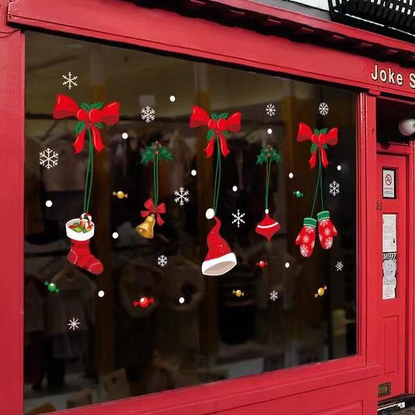 Decal trang trí Noel - Rèm dây trang trí phụ kiện đỏ