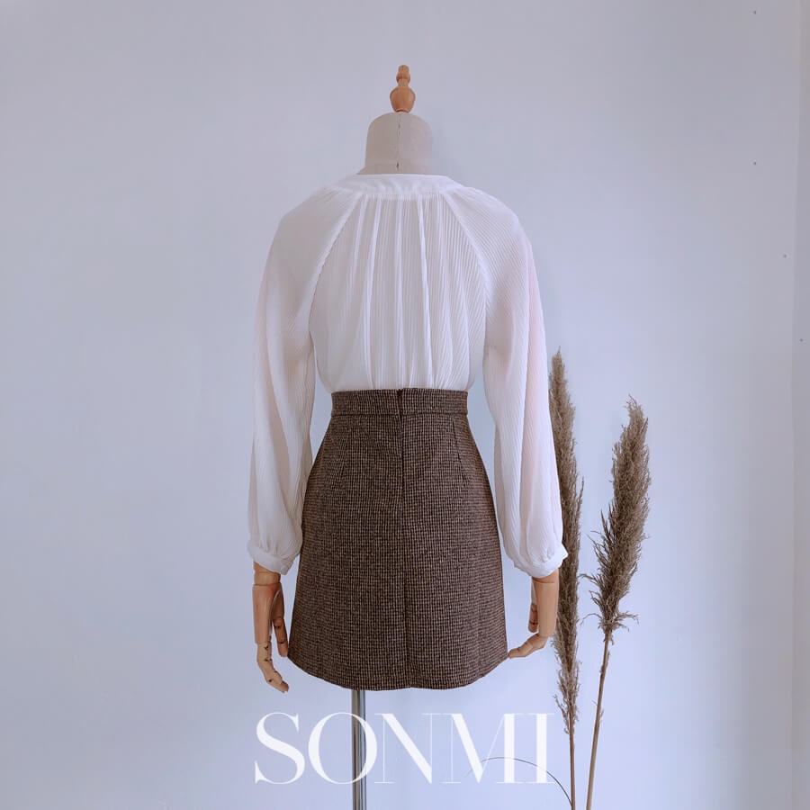 Áo Sơ Mi Nữ SONMI Tay Dài Cổ Nơ Xếp Ly DEANA SHINING