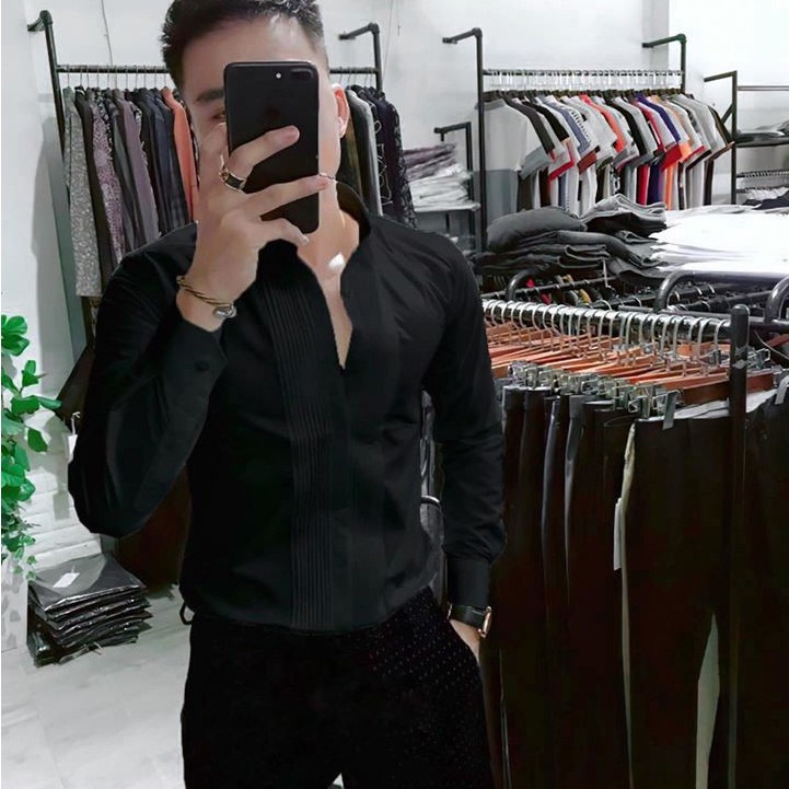Sơ Mi Nam Xếp Ly Vải Hàn Trơn Mịn Không Nhăn Không Pai Không Xù