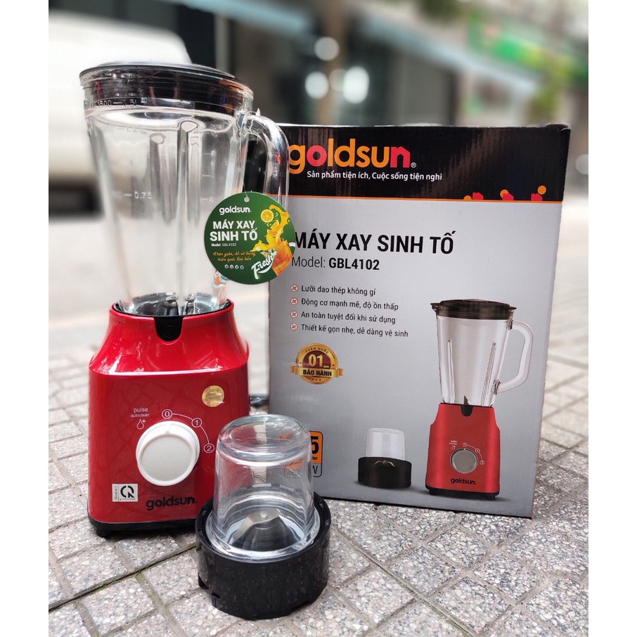 Máy xay sinh tố Goldsun GBL4103 3 cối thủy tinh 1.25L, 0.8L, 0.4L Hàng chính hãng - BH 12 tháng