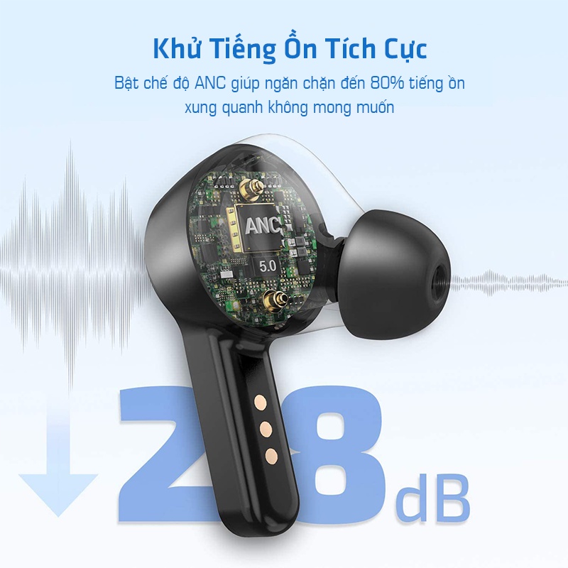 Tai Nghe Bluetooth Cảm Ứng B Y TWS T19, Âm Thanh Nổi Chất Lượng Cao, Hàng Chính Hãng, Bảo Hành 12 tháng
