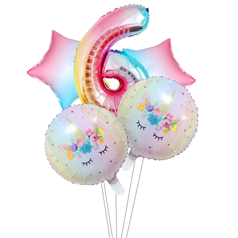 Bộ 5 bong bóng trang trí sinh nhật 7 màu cầu vồng cho trẻ