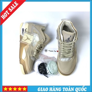 Giày sneaker jordan4 off white, giày thể thao nam nữ full phụ kiện