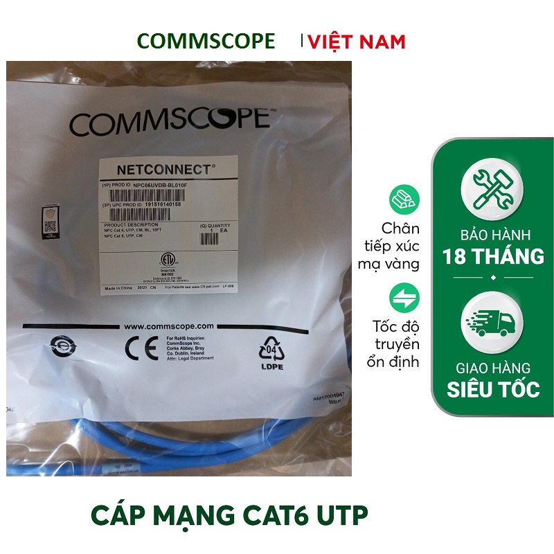 Dây nhảy patch cord commscope cat6 0,5m (2 feet) mới nhất Chính hãng