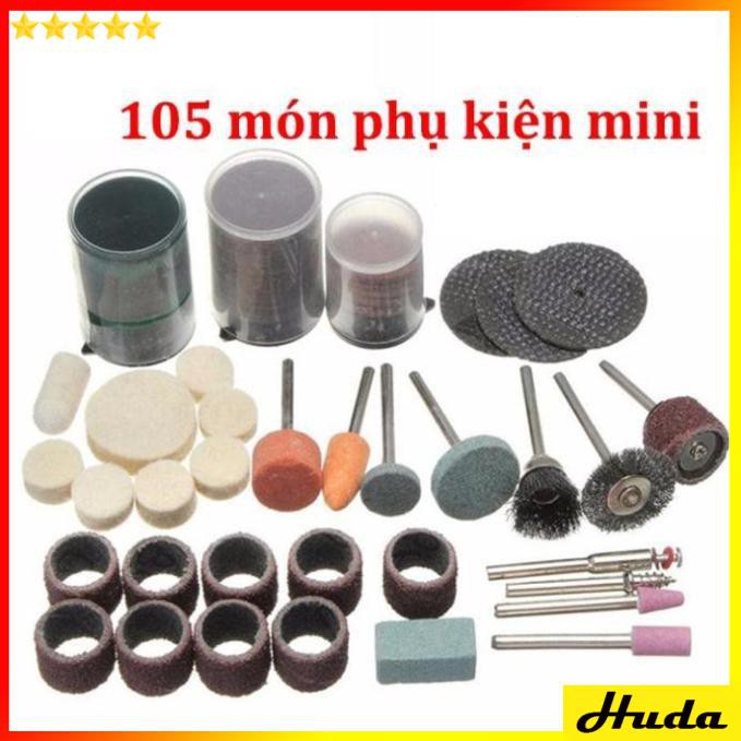 Bộ phụ kiện máy khoan mài đa năng 105 món mini  -  đồ làm mộc