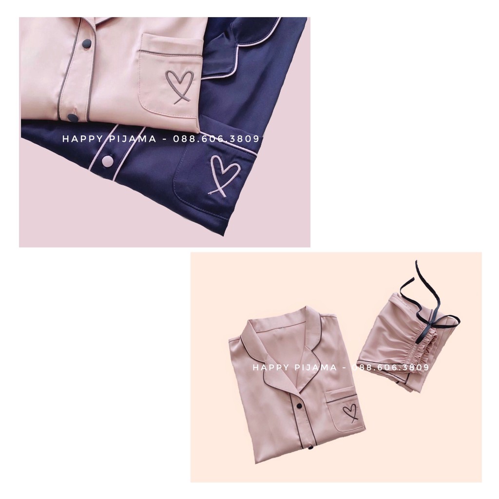 Pijama Lụa Satin ❎ FREE SHIP ❎ Thêu Trái Tim Hàng Cao Cấp | BigBuy360 - bigbuy360.vn