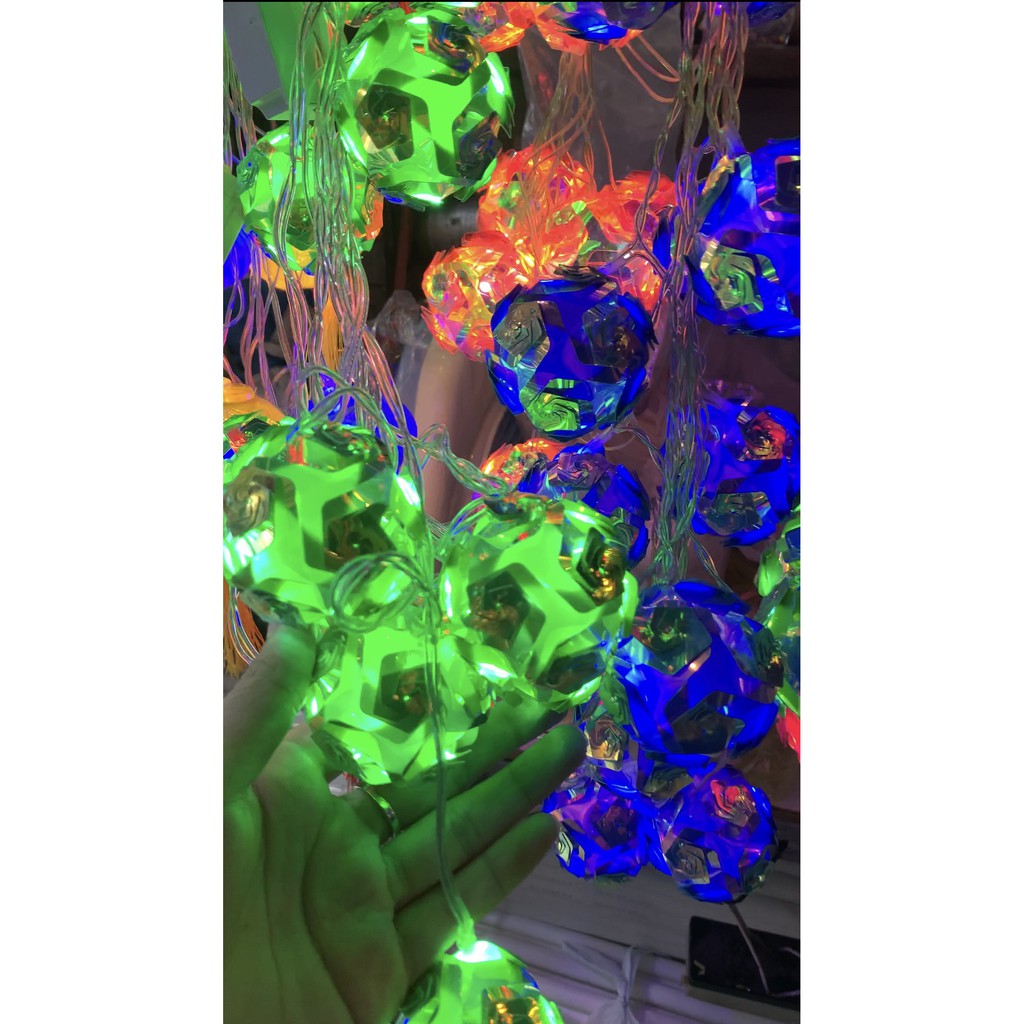 Dây Đèn Led Cầu Banh Hoa Hồng Tròn 20 Trái Trang Trí Nhà Cửa ,Noel Siêu Đẹp