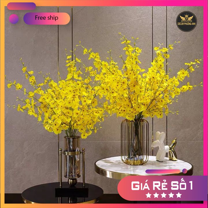 ❤️ Freeship❤️ Nhánh Hoa Lan Vũ Nữ, Hoa Lụa Giả Hàng Loại 1 ( Dài 1 Mét, 5 Nhánh )Cao Cấp