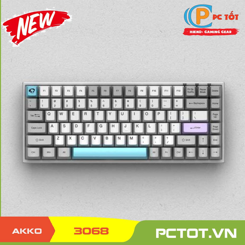 Bàn phím cơ không dây Akko 3084 Silent (Gateron switch)– Bluetooth 5.0 – Led trắng