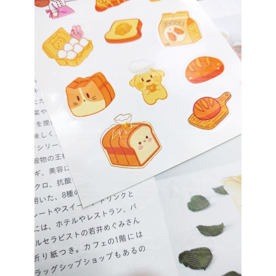 [STICKER] Nhãn dán hình các loại bánh mì dễ thương Baking Diary - Blossom Season