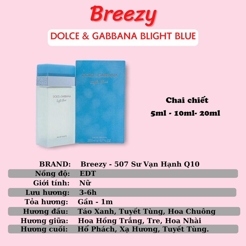 Mẫu thử nước hoa Dolce &amp; Gabbana Light Blue chính hãng