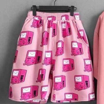 Quần đùi cartoon ống rộng lưng thun unisex/ Quần short nam nữ họa tiết hoạt hình kute | BigBuy360 - bigbuy360.vn