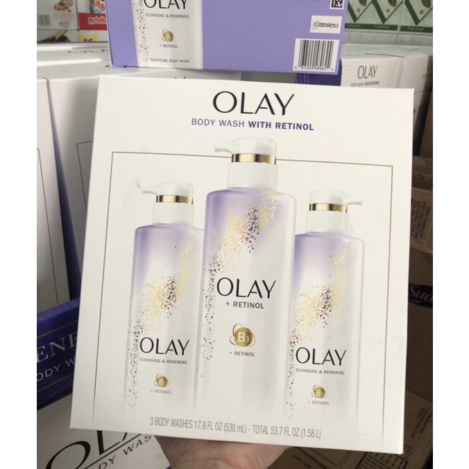 Set 3 chai Sữa tắm OLAY Retinol - Nighttime Body Wash