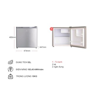 [Giao HCM] Tủ lạnh mini Electrolux EUM0500SB - 50 lít