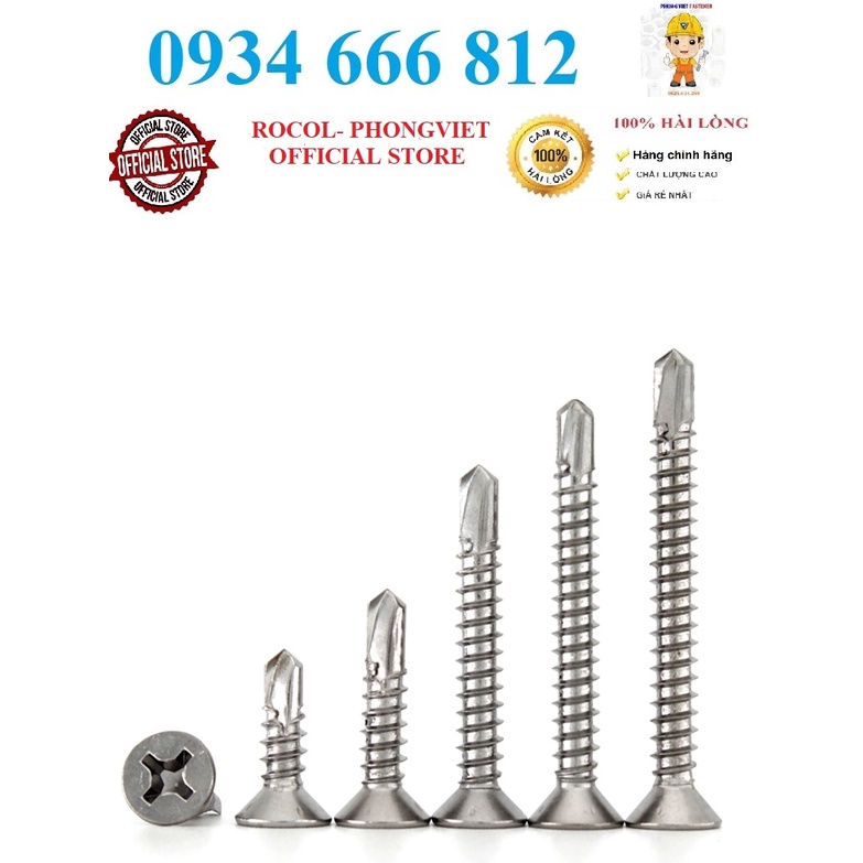 Set 100c Vít tự khoan đầu bằng inox410 M4.2