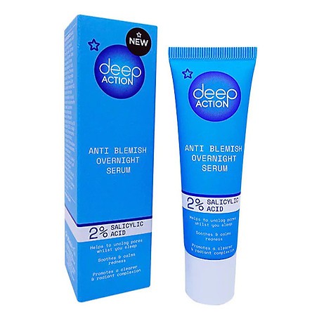 Tinh chất dịu da mụn Superdrug Deep Action Anti Blemish Overnight Serum 2% Salicylic Acid 30ml