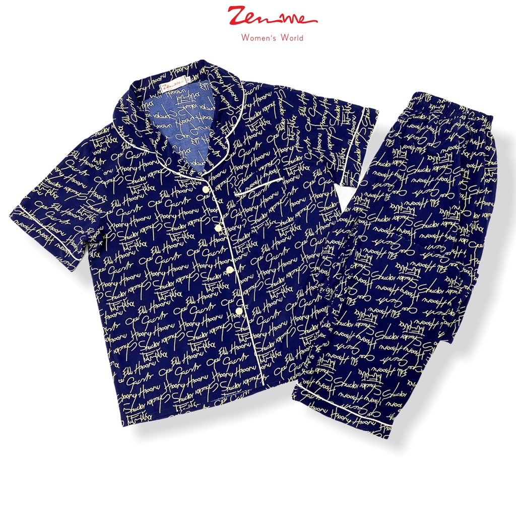 Đồ bộ pijama nữ Zen Me bộ mặc nhà tay cộc quần dài chất liệu Lụa giấy Luxury cao cấp - họa tiết trẻ trung hiện đại | BigBuy360 - bigbuy360.vn