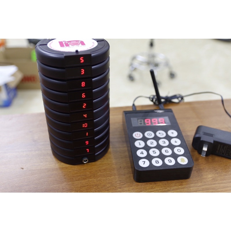 Bộ 10 thẻ rung tròn ivn031 tự phục vụ khi đồ ăn uống làm xong thẻ chip order cho quán trà chanh trà sữa cà phê nhà hàng