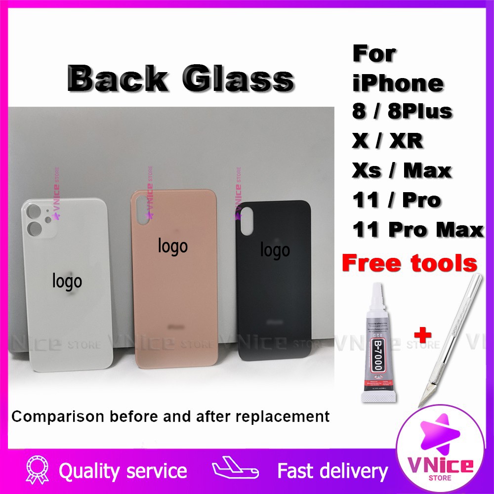Mặt lưng thay thế cho điện thoại bằng kính cho iPhone 8 plus X XS Max XR 11 Pro Max