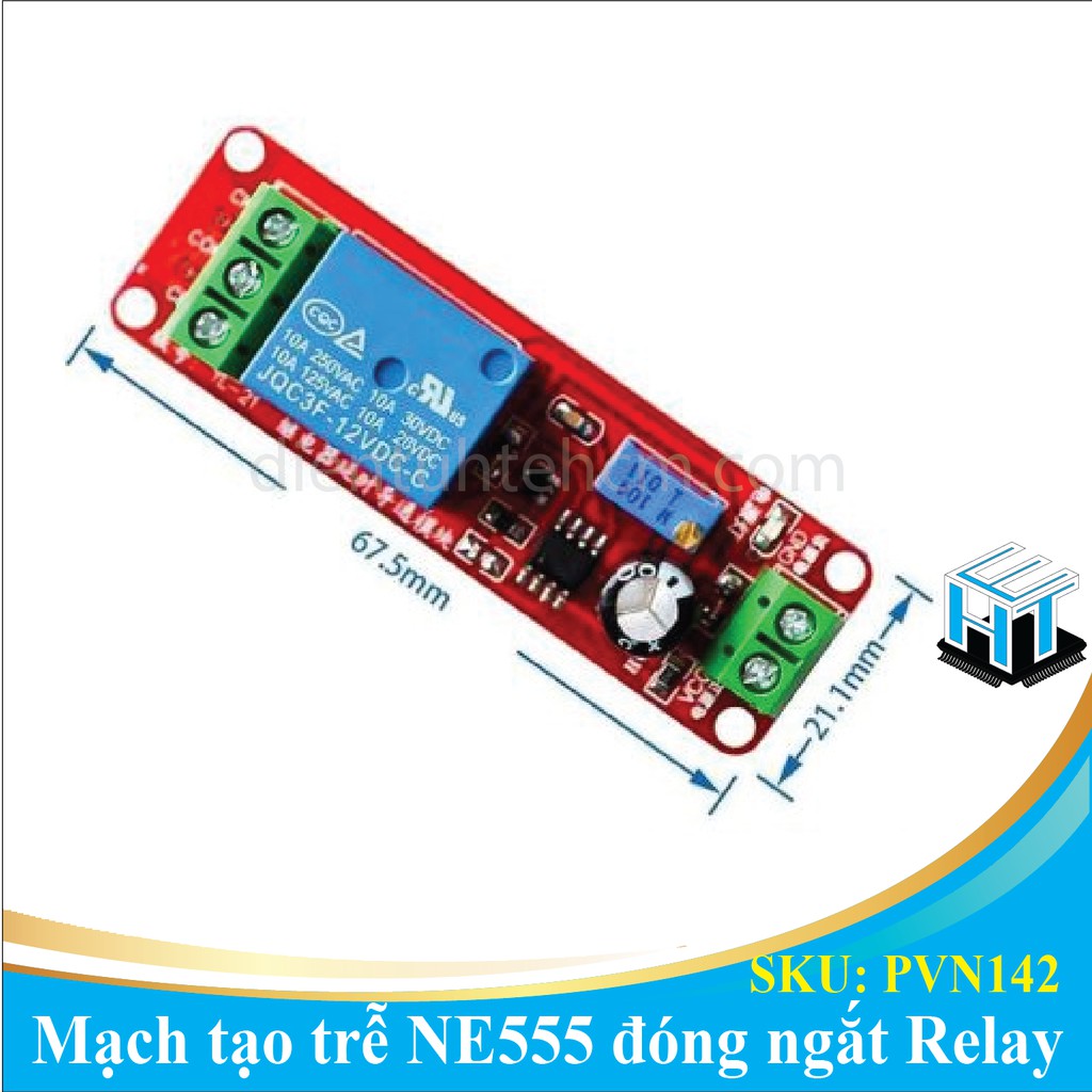 Mạch tạo trễ NE555 đóng ngắt Relay