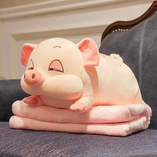 Bộ chăn gối hình heo 2 trong 1 đáng yêu