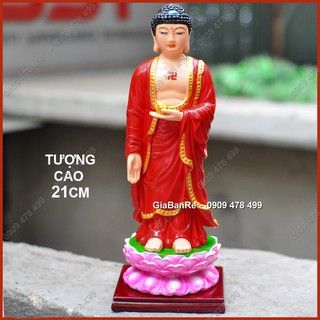 Tượng Phật A Di Đà Đứng Áo Đỏ Vẽ Mỹ Thuật Cao 21cm - 6478