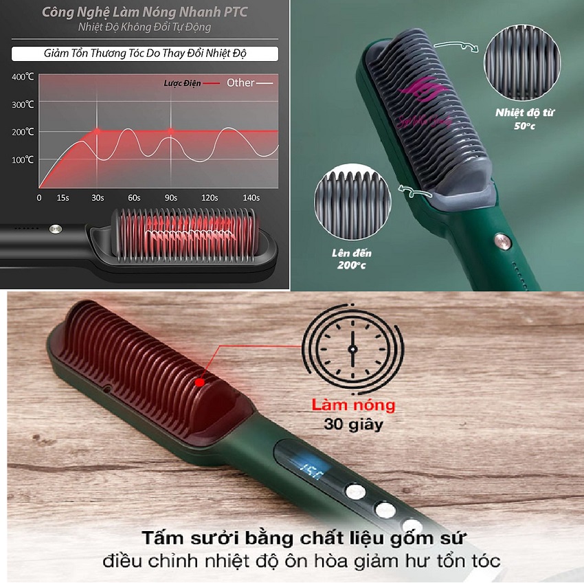 Lược điện chải thẳng tóc uốn tạo kiểu 🌹𝑼𝑶̂́𝑵 𝑪𝑼́𝑷 𝑿𝑶𝑨̆𝑵 𝑳𝑶̣𝑵 Đ𝑨 𝑵𝑨̆𝑵𝑮🌹 bảo hành 6 tháng