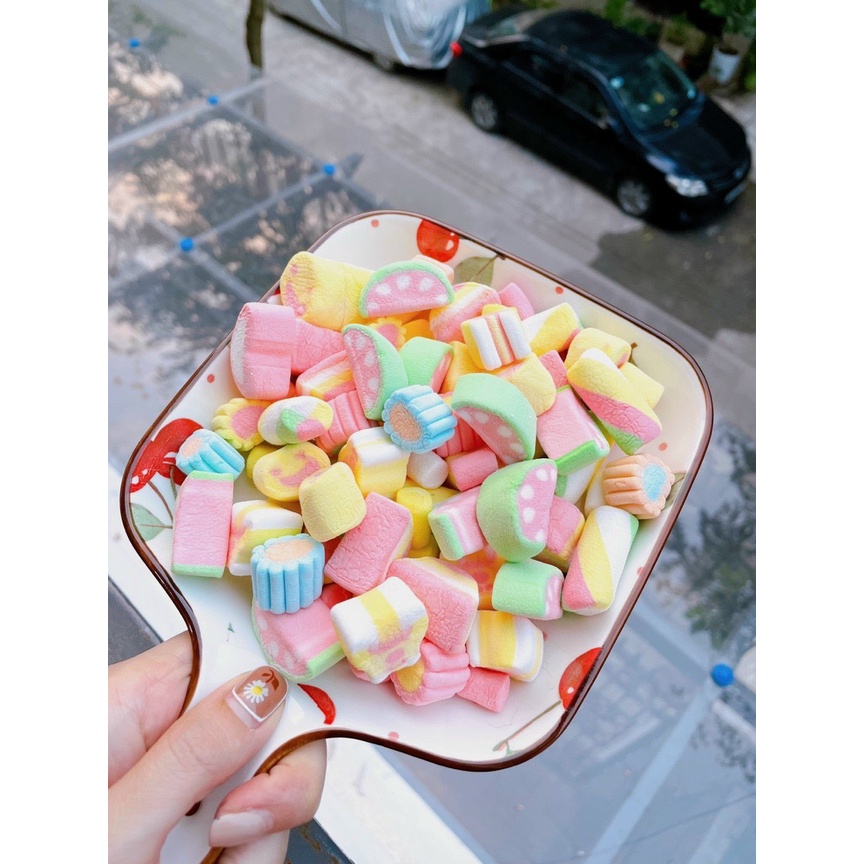 Kẹo bông sắc màu, siêu ngon, kẹo Marshmallow, đồ ăn vặt POPPY hũ 120gr
